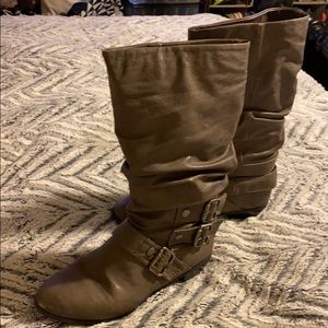 Taupe Buckled Boots